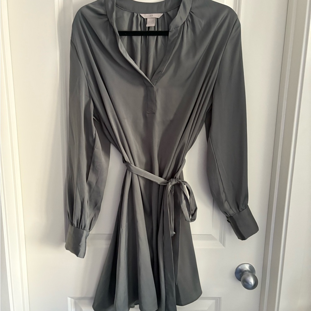 H&M Muted Green Long Sleeve Dress